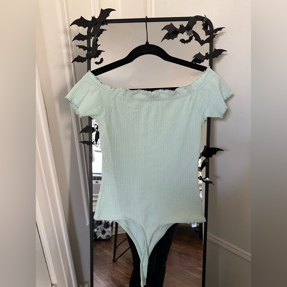 Missguided Mint Green Off-Shoulder Bodysuit
